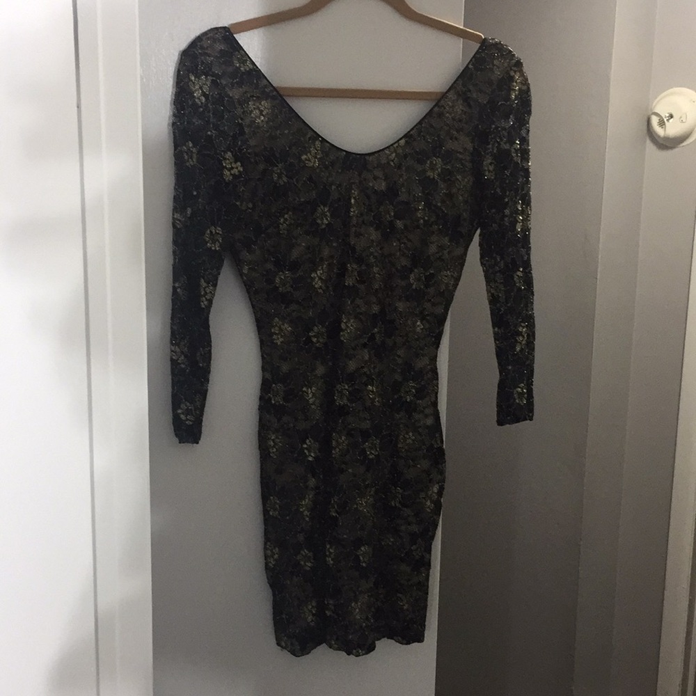 Black and gold lace dress